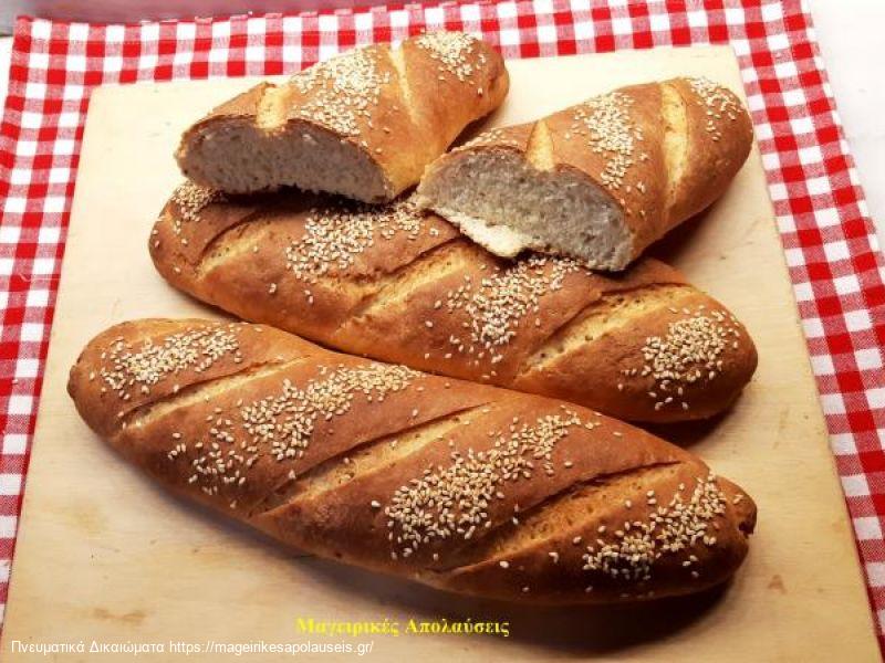 Ψωμί χωρίς μίξερ. Φραντζολάκια για σάντουιτς