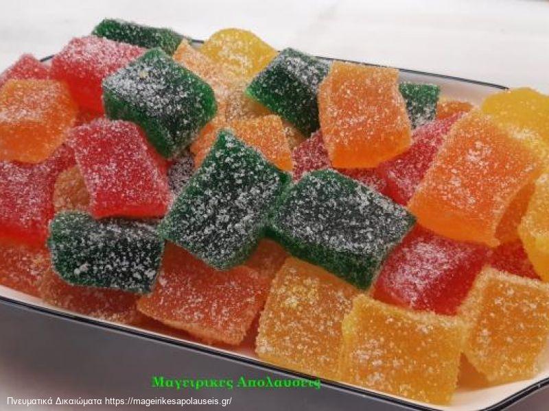 Σπιτικές καραμέλες ζελεδάκια διάφορες γεύσεις. Φράουλα, βερίκοκο, φρούτα δάσους, μπανάνα. 