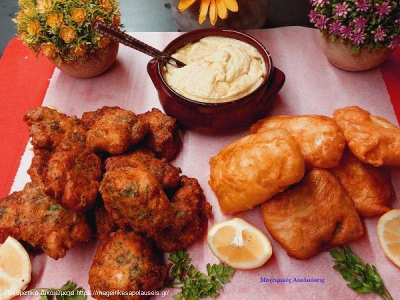 Τηγανητός Μπακαλιάρος με τραγανό κουρκούτι και κροκέτες μπακαλιάρου