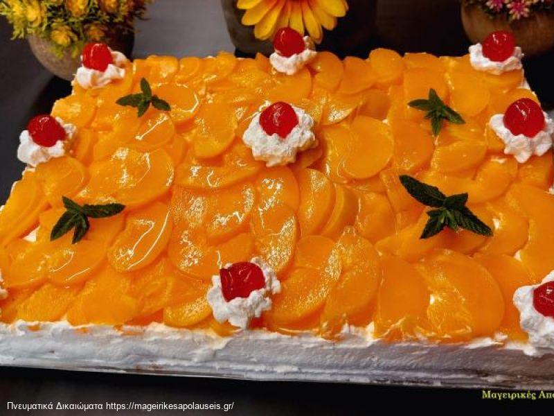 Δροσερό Γλυκό ψυγείου με Κομπόστα Ροδάκινο.