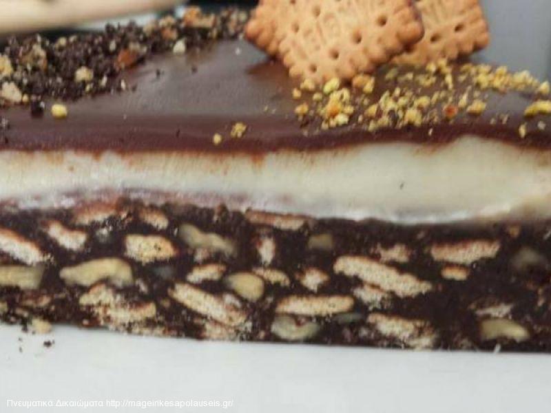 Μωσαϊκό με κρέμα λευκής σοκολάτας και γκανάζ