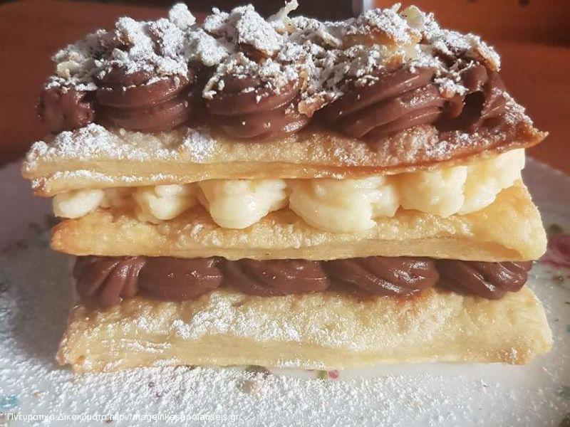 Μιλφέιγ με κρέμα βανίλια- σοκολάτα