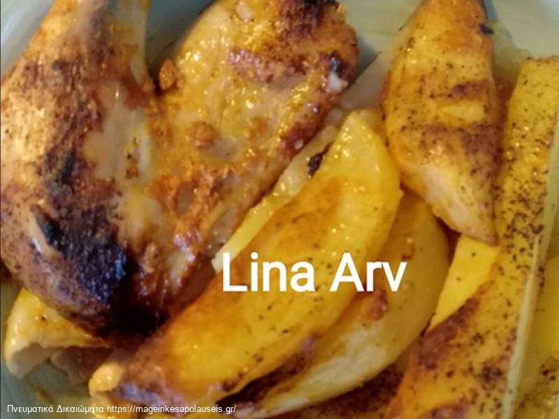 Κοτόπουλο ψητό φούρνου με πατάτες της Λίνας