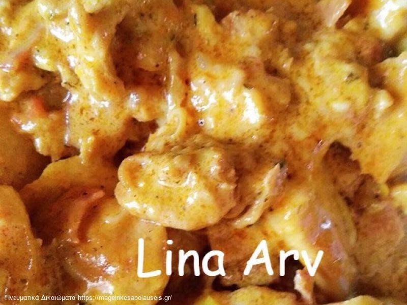 Τηγανιά κοτόπουλο με μπέικον και κρέμα γάλακτος της Λίνας